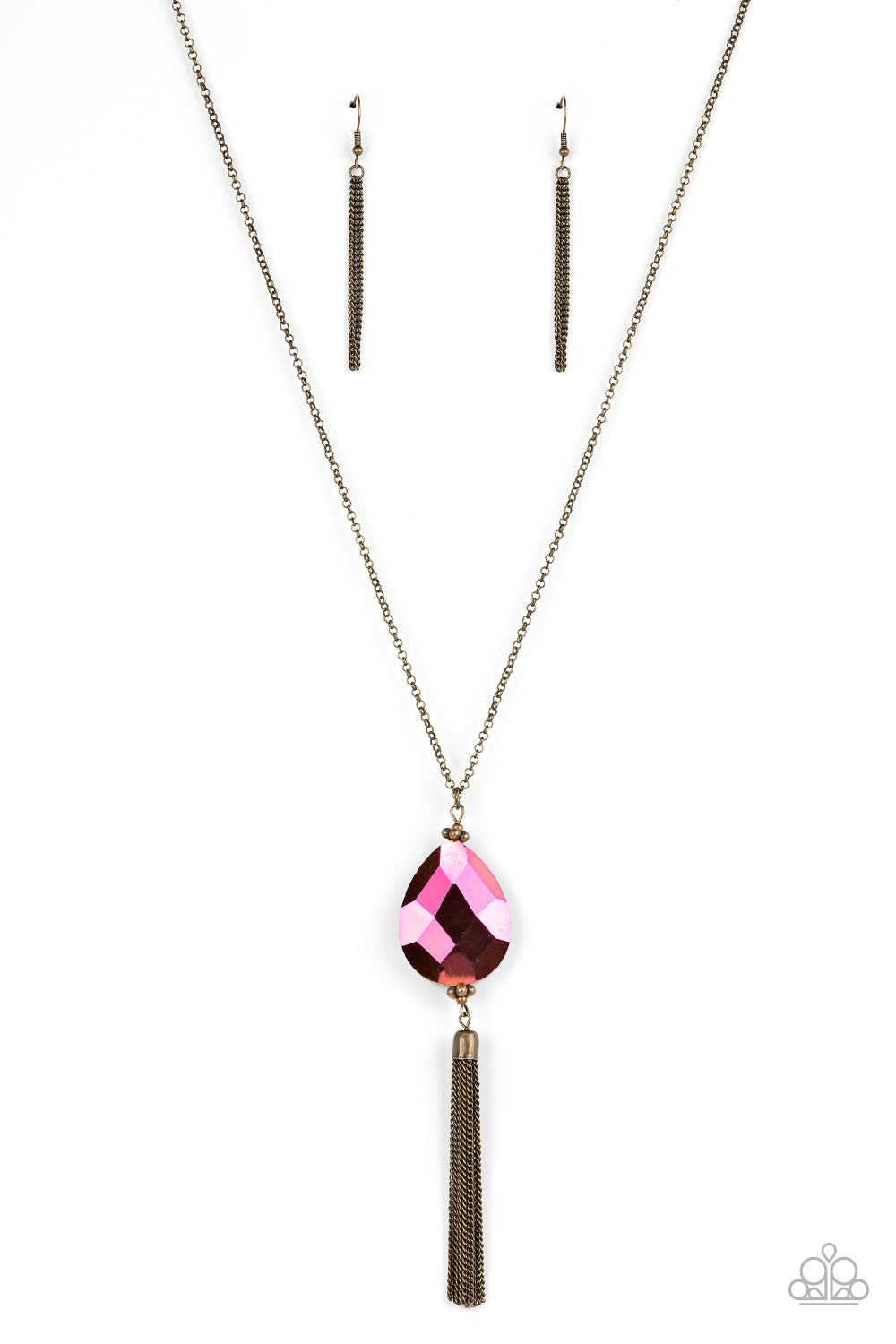 Paparazzi Accessories-Interstellar Solstice Brass Oil Spill Necklace Set