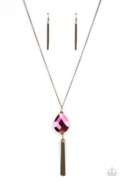 Paparazzi Accessories-Interstellar Solstice Brass Oil Spill Necklace Set