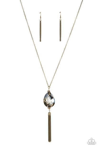 Paparazzi Accessories-Interstellar Solstice Brass Oil Spill Necklace Set
