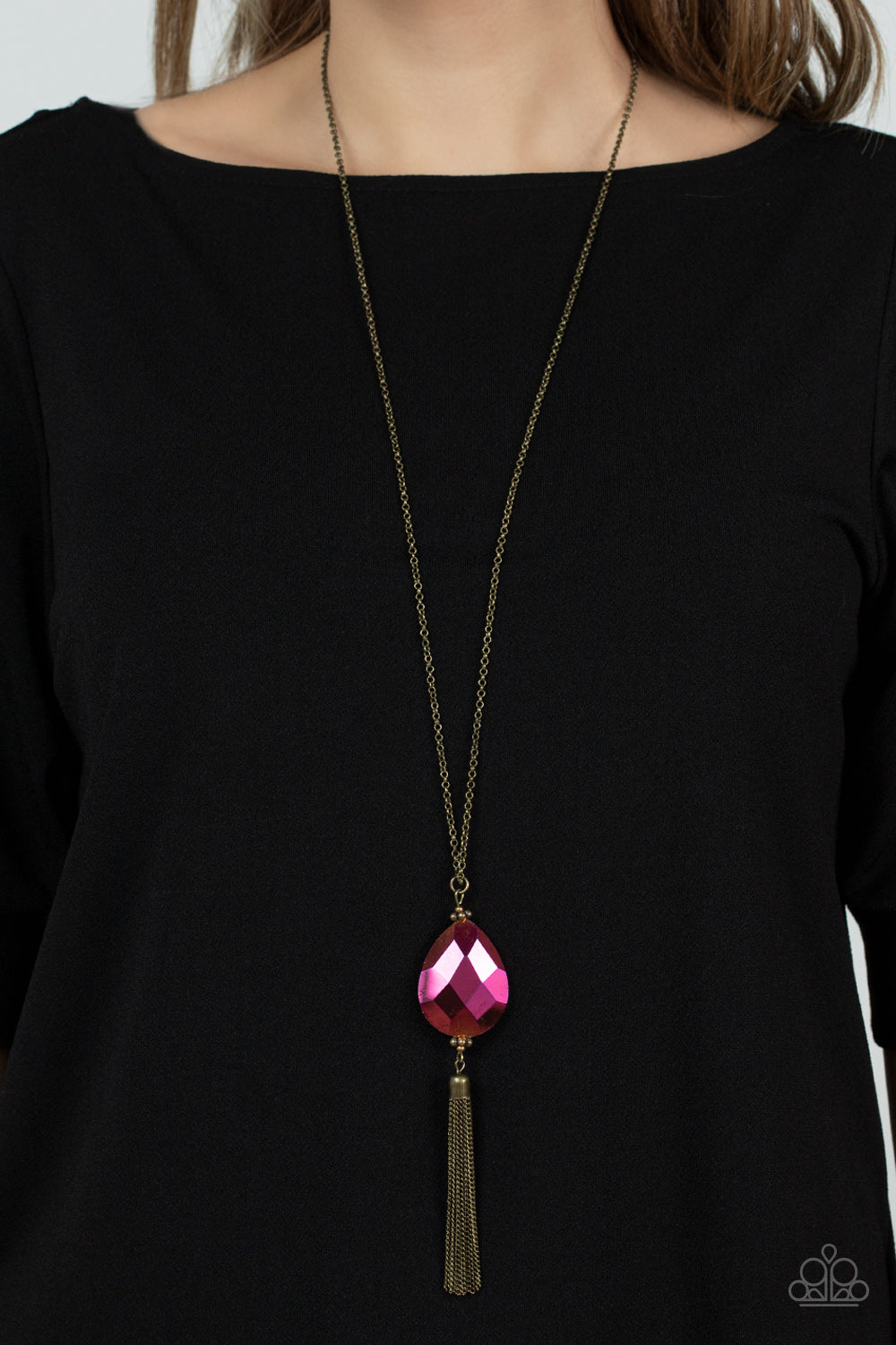 Paparazzi Accessories-Interstellar Solstice Brass Oil Spill Necklace Set