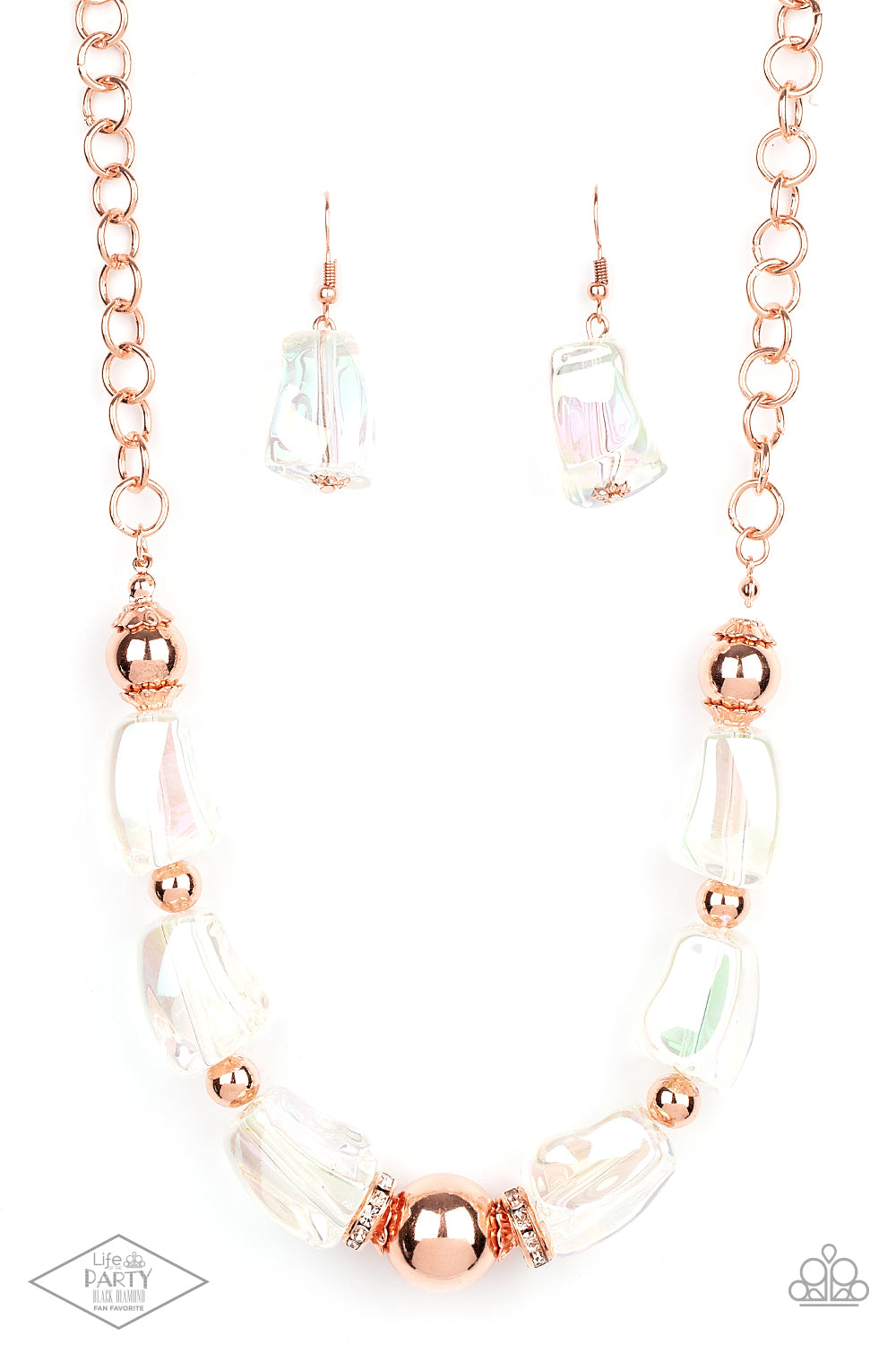 Paparazzi Accessories-Iridescently Ice Queen Copper Accent Necklace Set
