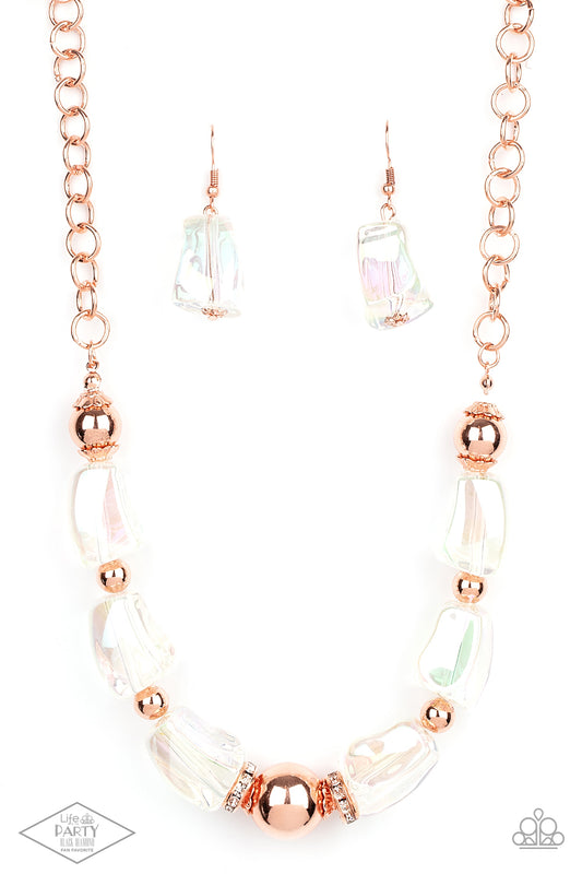 Paparazzi Accessories-Iridescently Ice Queen Copper Accent Necklace Set