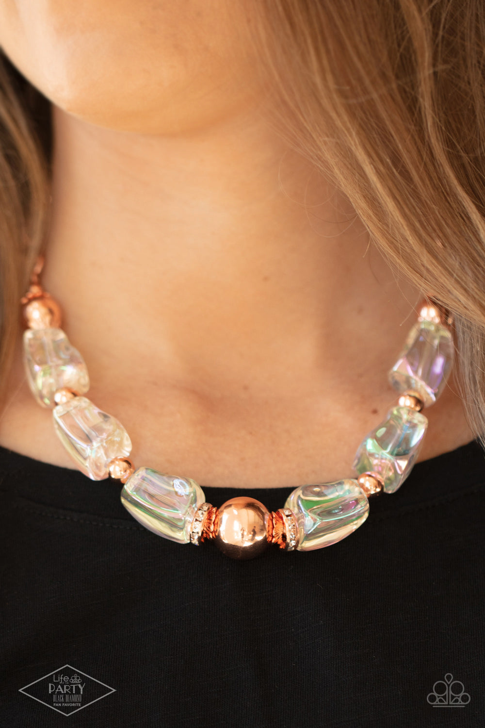 Paparazzi Accessories-Iridescently Ice Queen Copper Accent Necklace Set