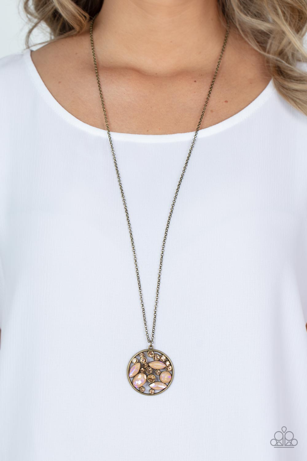 Paparazzi Accessories-Iridescently Influential Brown Effervescent Necklace Set