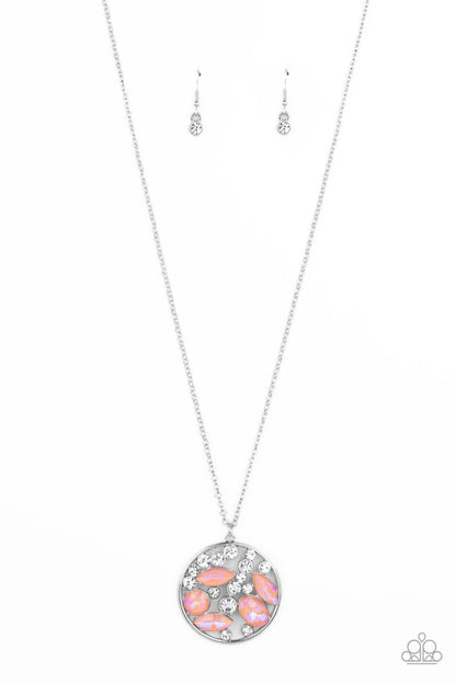 Paparazzi Accessories-Iridescently Influential Orange Marquise Iridescent Rhinestone Necklace Set