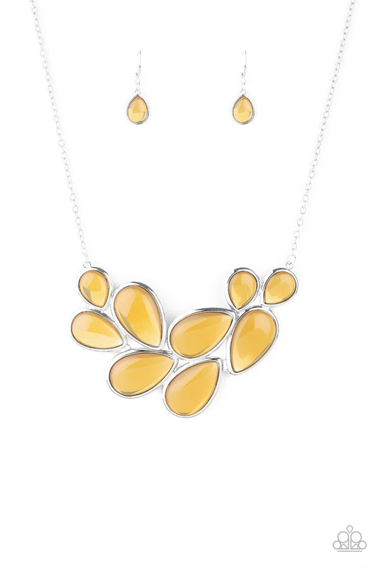 Paparazzi Accessories-Iridescently Irresistible Yellow Necklace Set