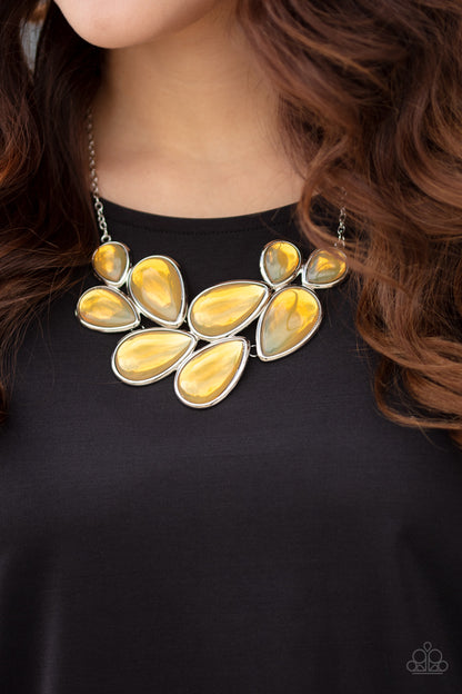 Paparazzi Accessories-Iridescently Irresistible Yellow Necklace Set