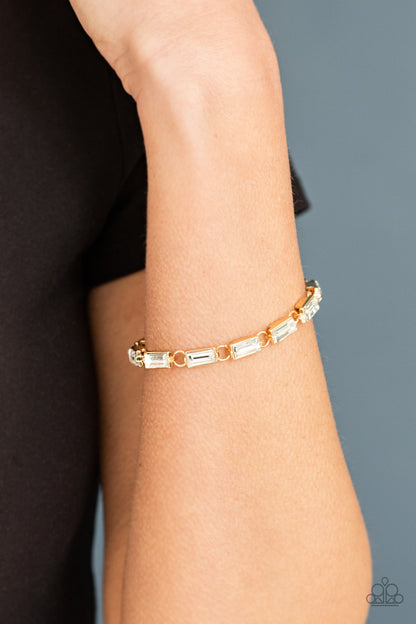 Paparazzi Accessories-Irresistibly Icy Gold Emerald Cut Bracelet