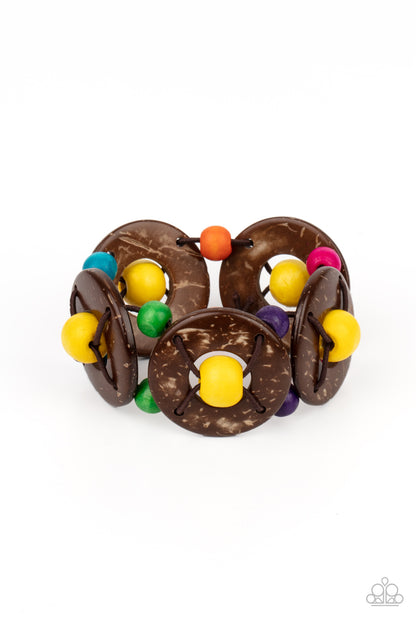 Paparazzi Accessories-Island Adventure Multi Brown Wooden Bracelet