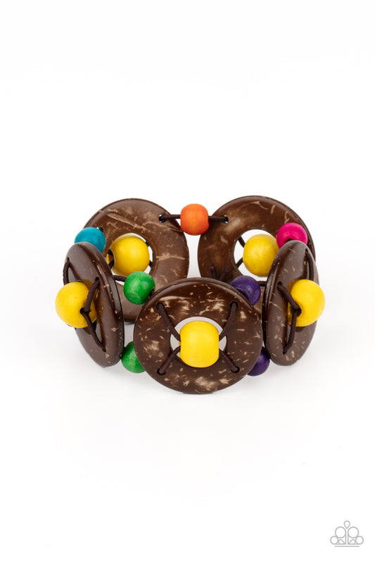 Paparazzi Accessories-Island Adventure Multi Brown Wooden Bracelet