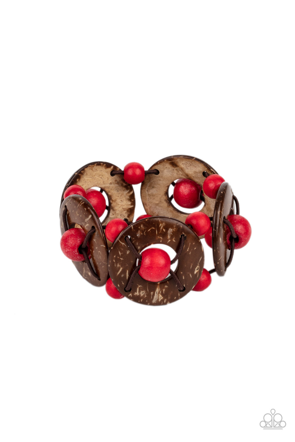 Paparazzi Accessories-Island Adventure Red Wooden Bracelet
