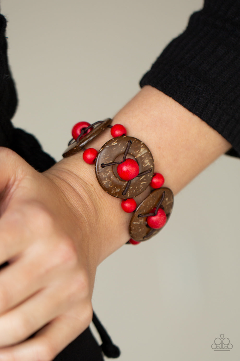 Paparazzi Accessories-Island Adventure Red Wooden Bracelet