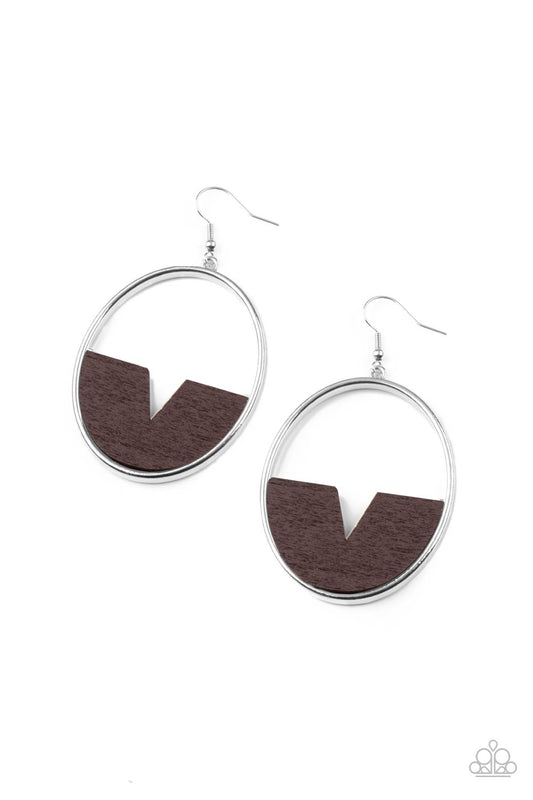 Paparazzi Accessories-Island Breeze Brown Wooden Earrings