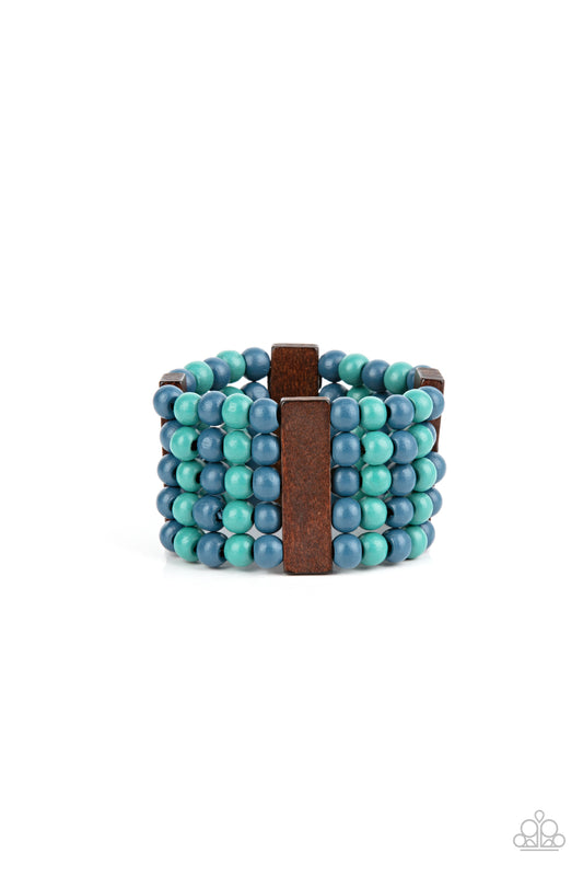 Paparazzi Accessories-Island Soul Layers Of Blue/Turquoise Wooden Bead Bracelet