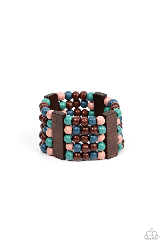 Paparazzi Accessories-Island Soul Multi Color Wooden Bead Bracelet