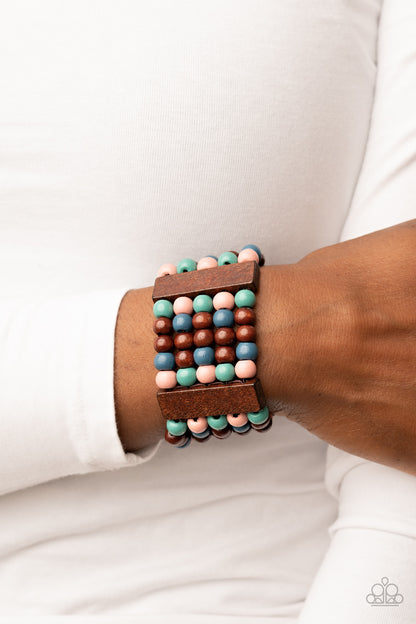 Paparazzi Accessories-Island Soul Multi Color Wooden Bead Bracelet