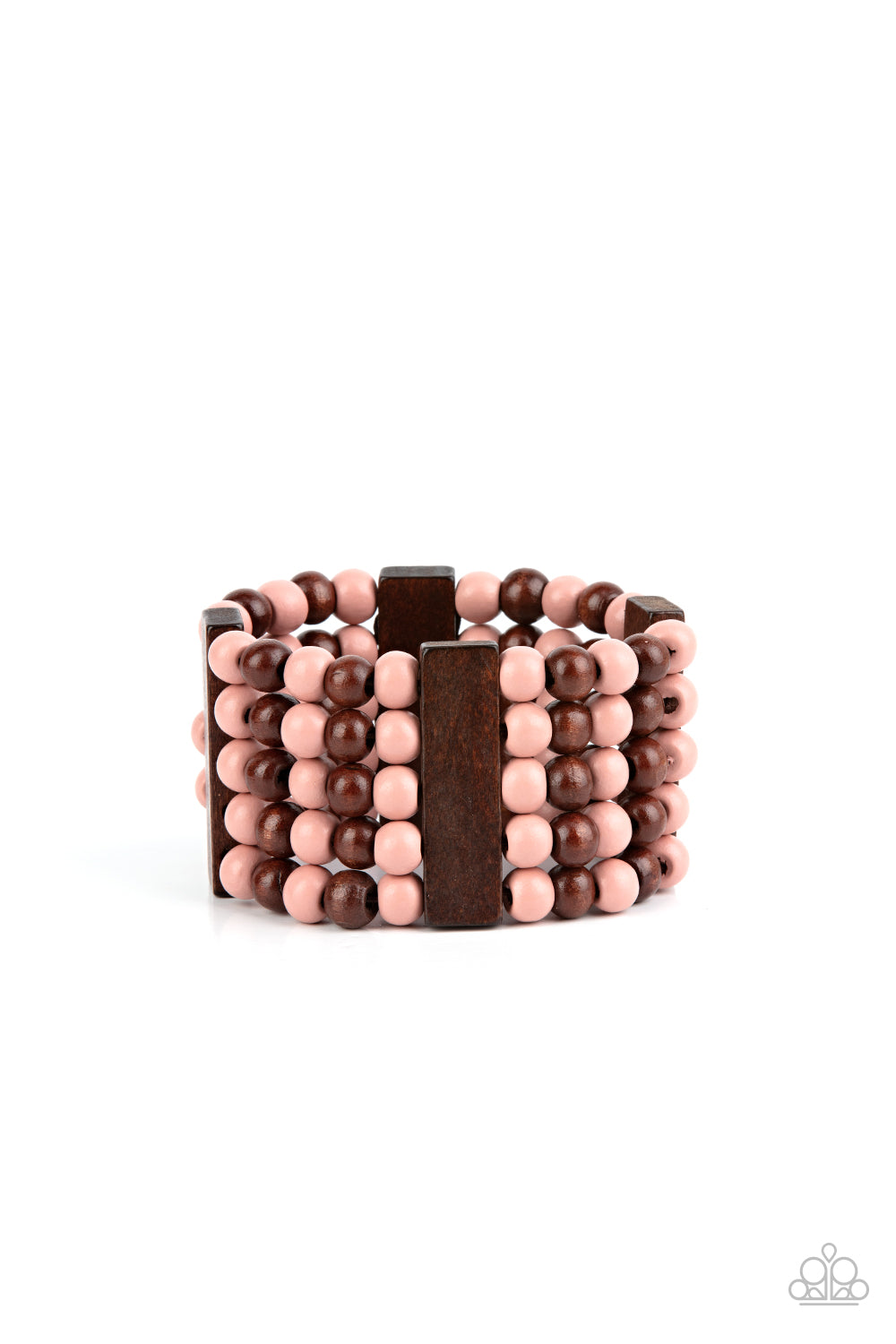 Paparazzi Accessories-Island Soul Pink Wooden Brown Bar Bracelet