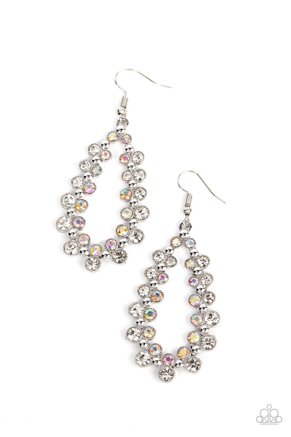 Paparazzi Accessories-Its About to GLOW Down White Iridescent Earrings