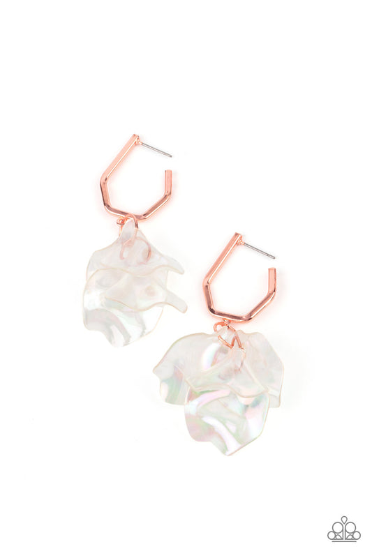 Paparazzi Accessories-Jaw-Droppingly Jelly Iridescent Copper Petal Earrings