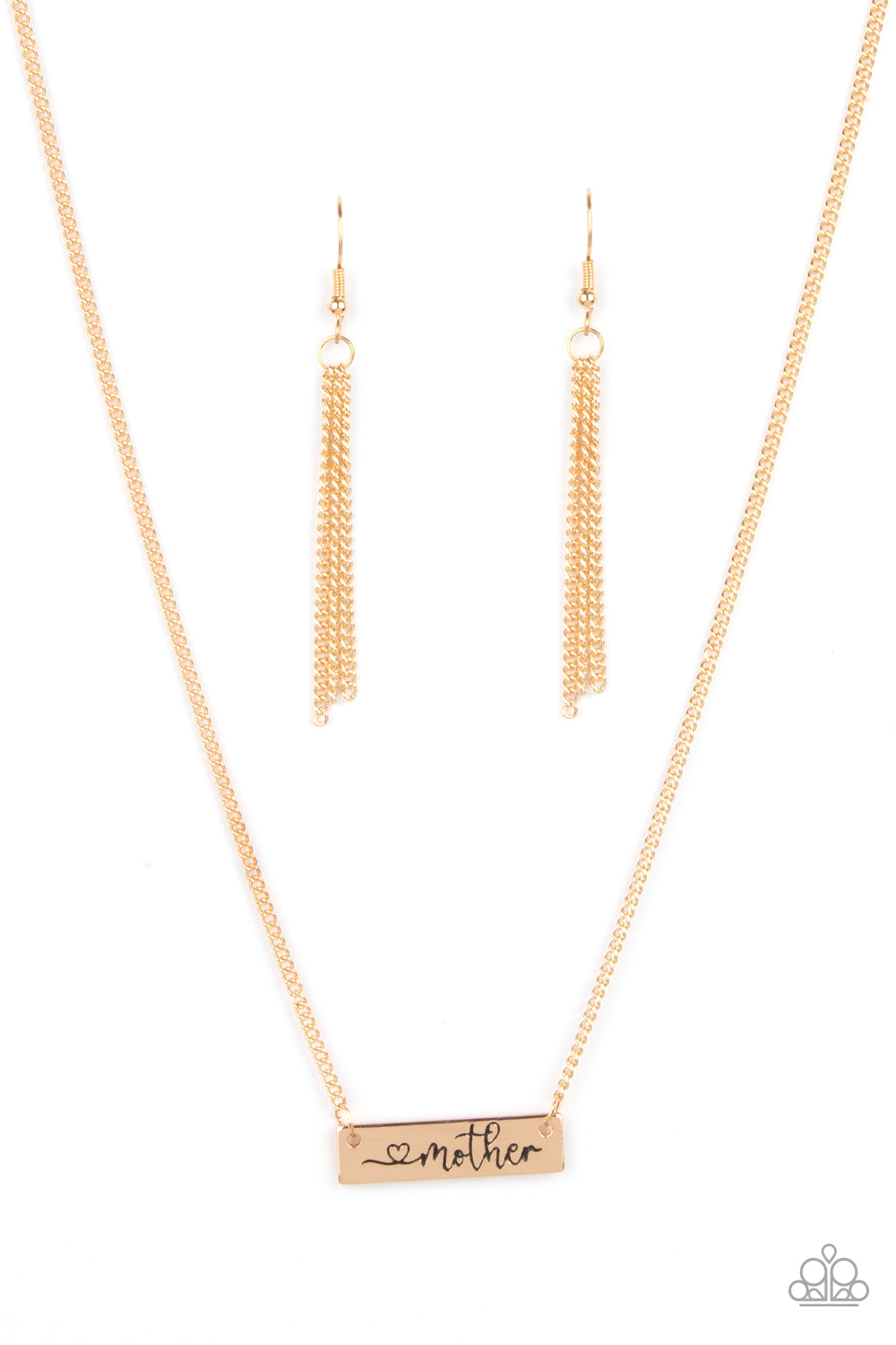 Paparazzi Accessories-Joy of Motherhood Gold Engraved "Mother" Necklace Set