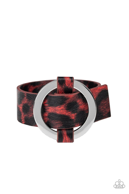 Paparazzi Accessories-Jungle Cat Couture Red Bracelet