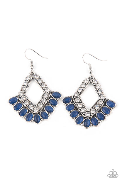 Paparazzi Accessories-Just BEAM Happy Blue Cat's Eye Earring