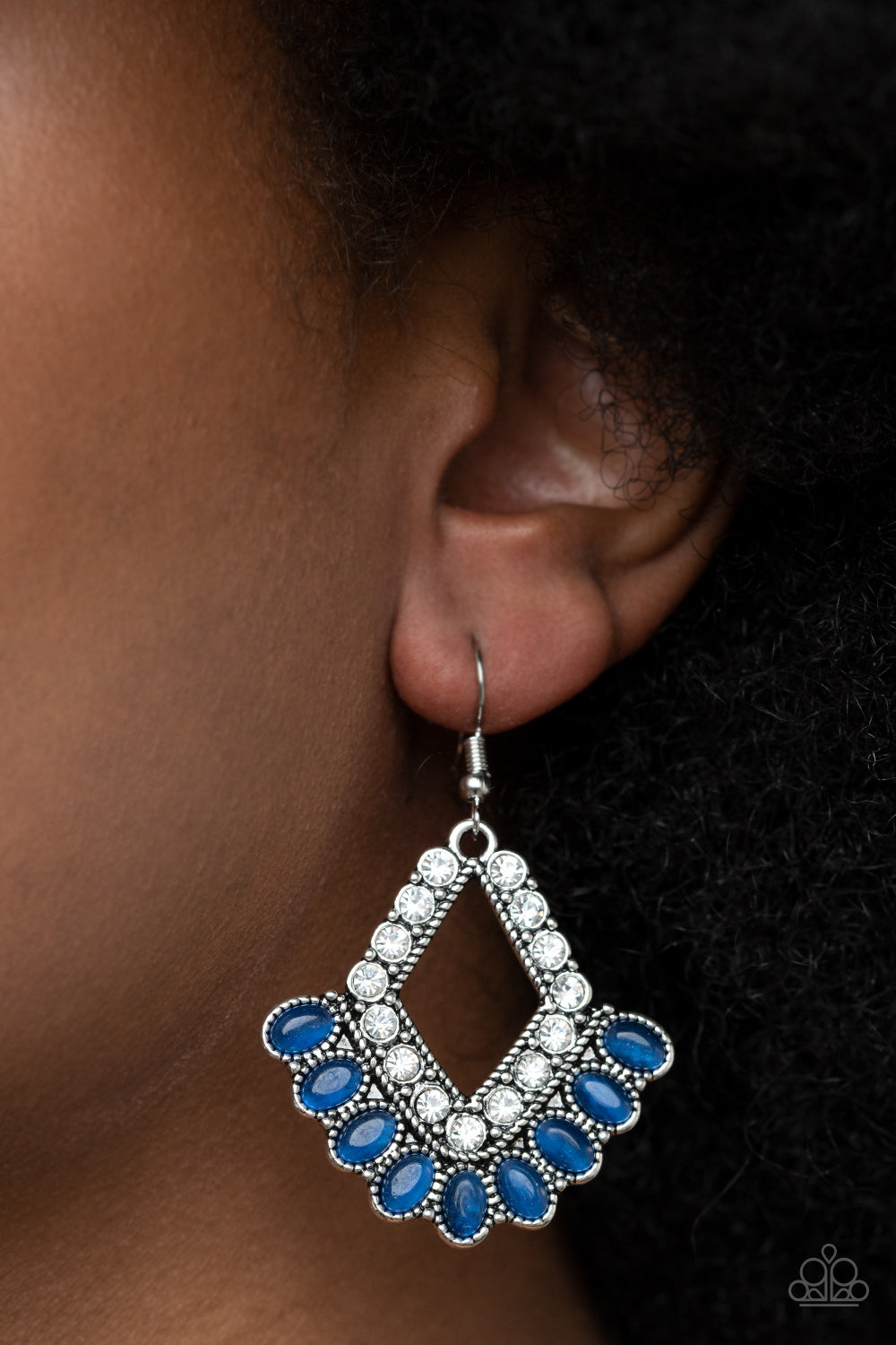 Paparazzi Accessories-Just BEAM Happy Blue Cat's Eye Earring