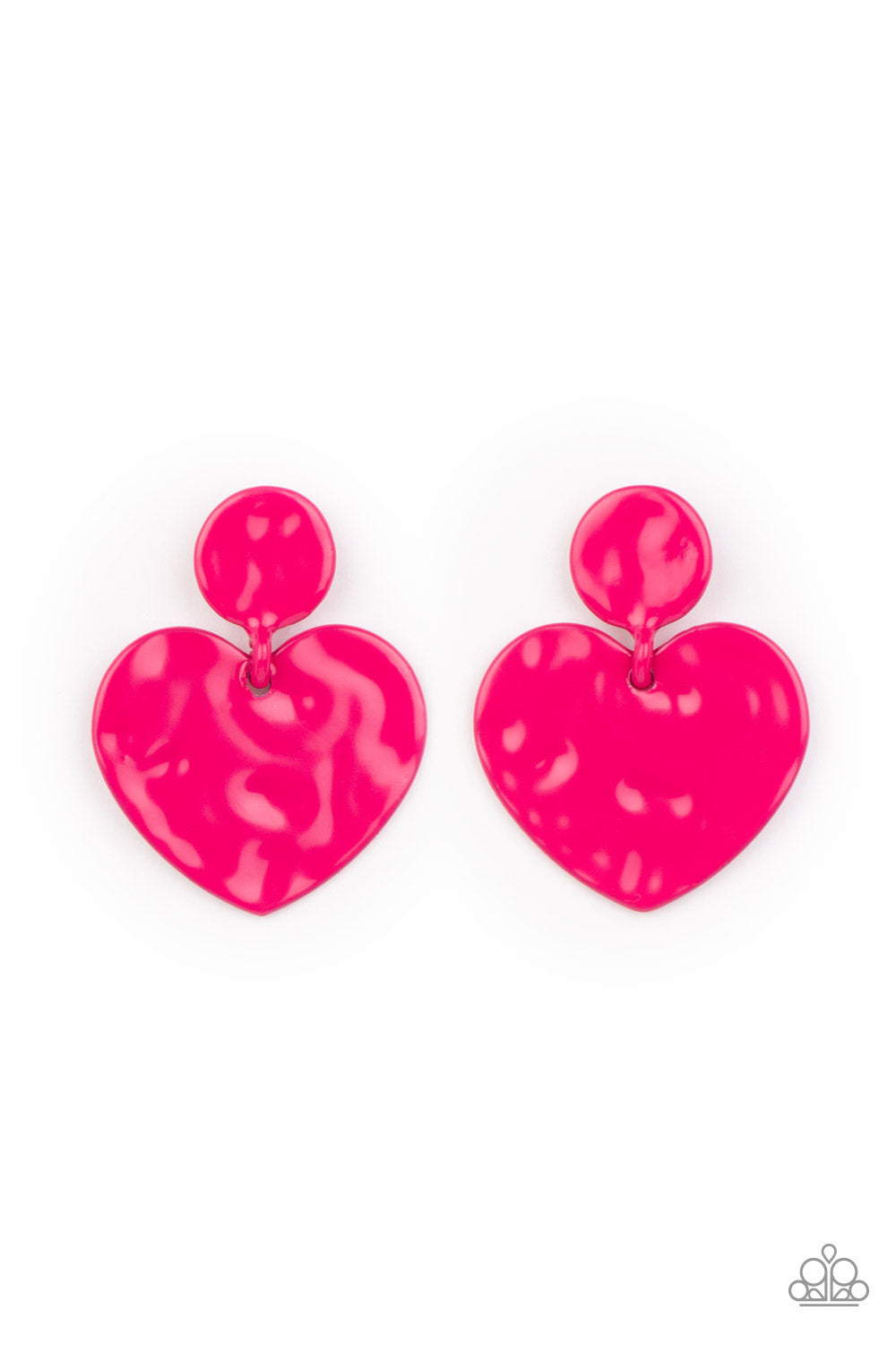 Paparazzi Accessories-Just a Little Crush Pink Fedora Heart Framed Earrings