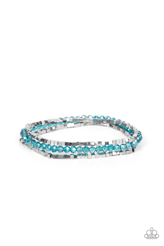 Paparazzi Accessories-Just A Spritz Blue Iridescent Crystal Bead Bracelets