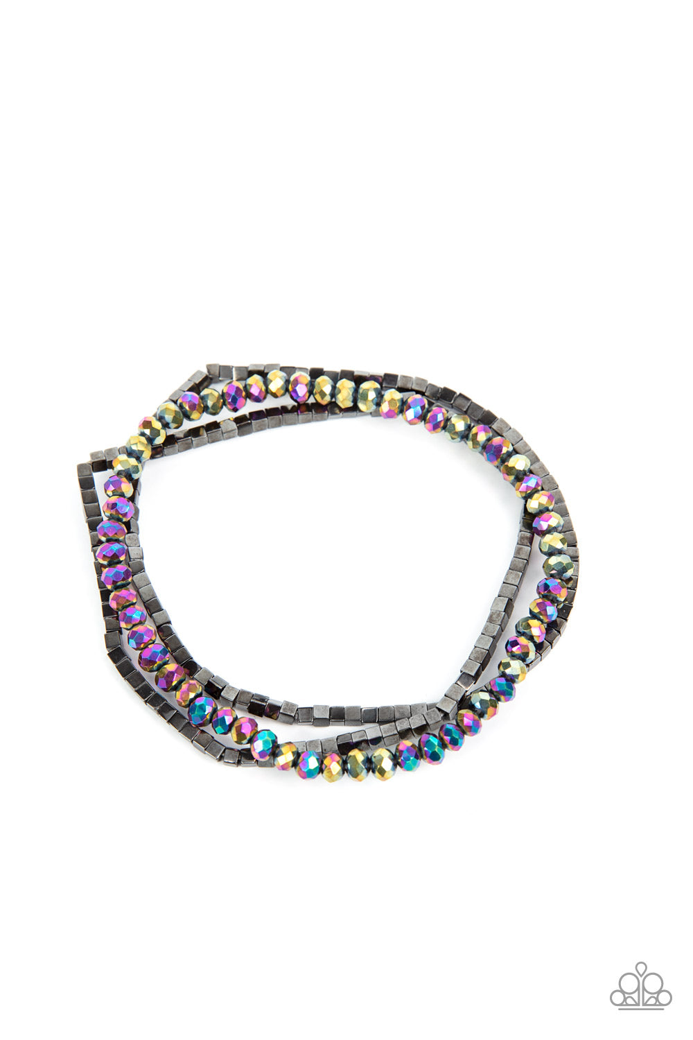 Paparazzi Accessories-Just a Spritz Hematite Multi Oil Spill Bracelet