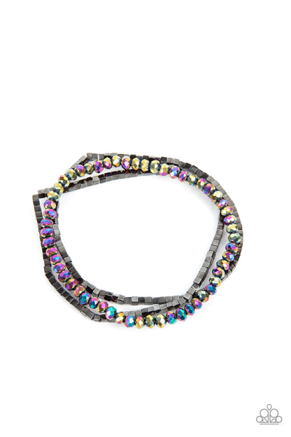 Paparazzi Accessories-Just a Spritz Hematite Multi Oil Spill Bracelet