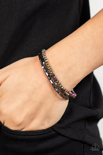 Paparazzi Accessories-Just a Spritz Hematite Multi Oil Spill Bracelet
