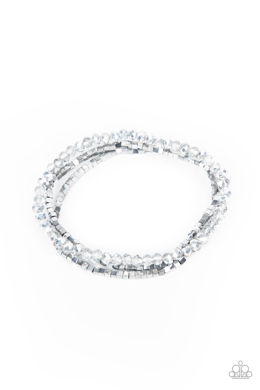 Paparazzi Accessories-Just a Spritz Silver Smoky Dainty Cube Bracelet