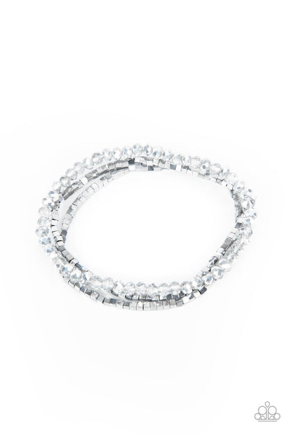 Paparazzi Accessories-Just A Spritz Silver Dainty Crystal Bead Bracelet