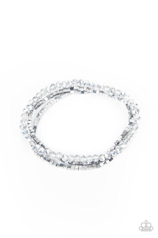 Paparazzi Accessories-Just A Spritz Silver Dainty Crystal Bead Bracelet