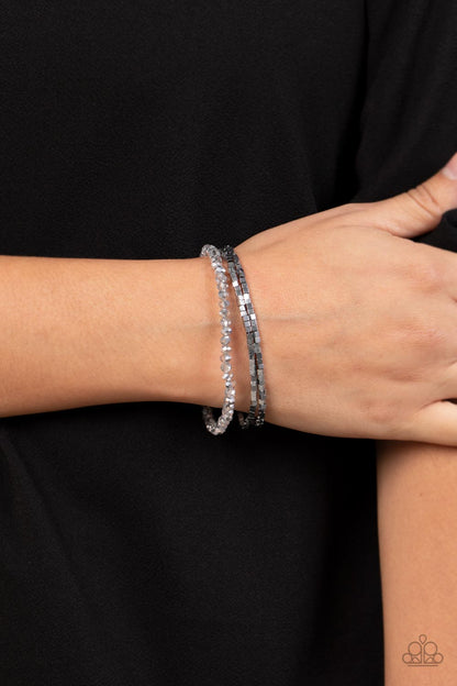 Paparazzi Accessories-Just A Spritz Silver Dainty Crystal Bead Bracelet