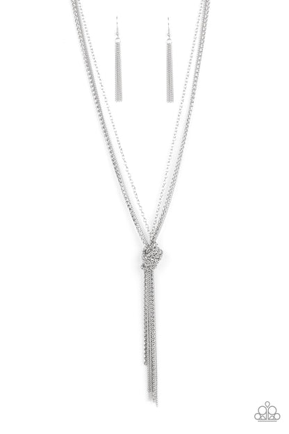 Paparazzi Accessories-KNOT All There  Mismatched Silver Chain Necklace Set