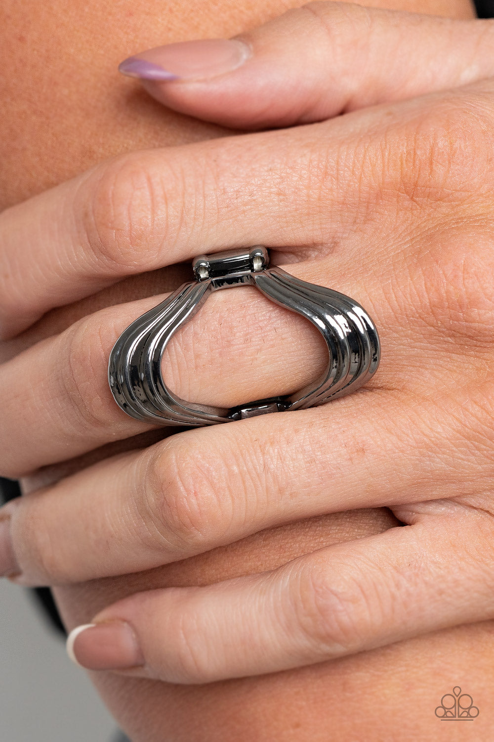 Paparazzi Accessories-Keep An Open Mind Black Ring