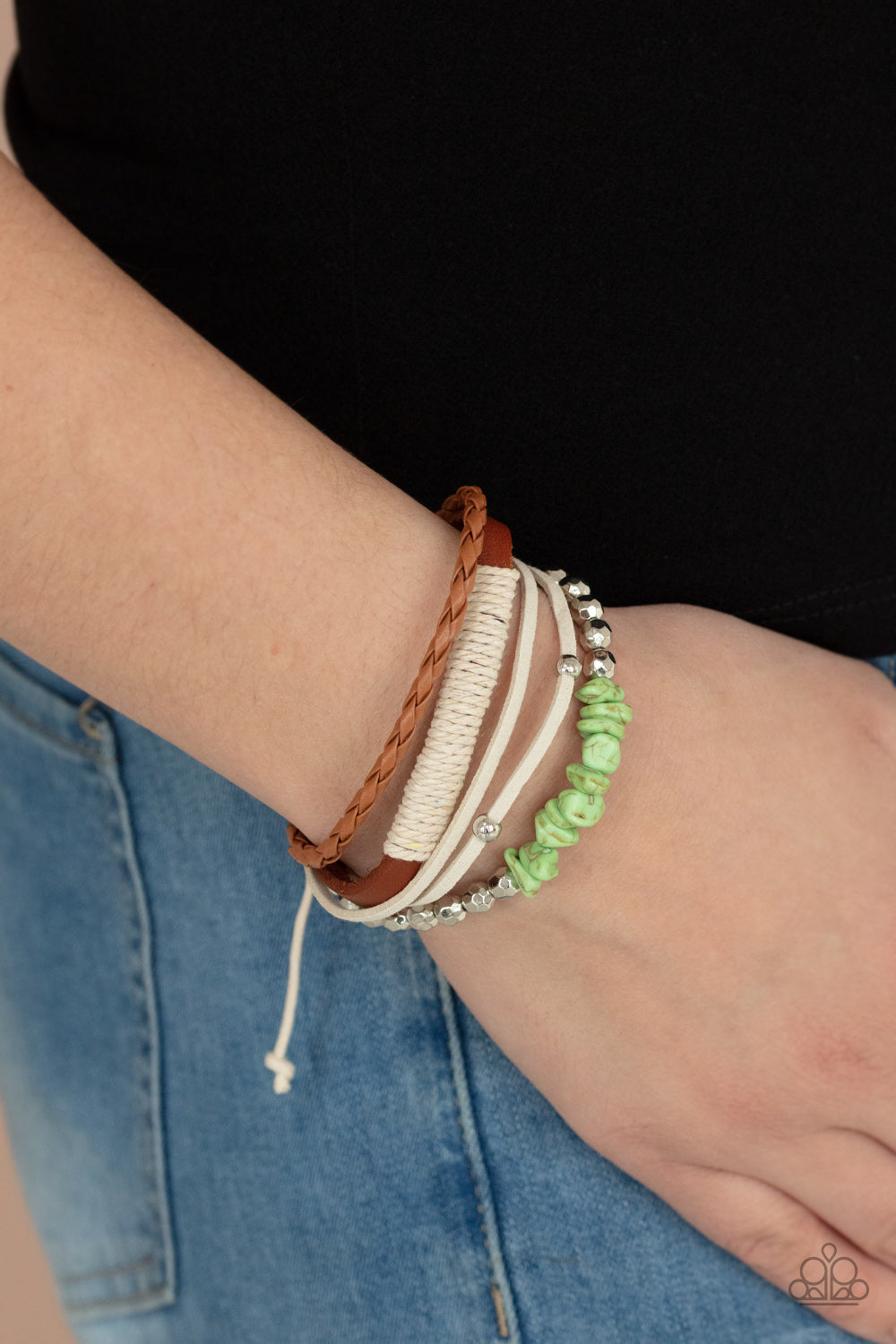 Paparazzi Accessories-Keep At ROAM Temperature Green Pebble Bracelet
