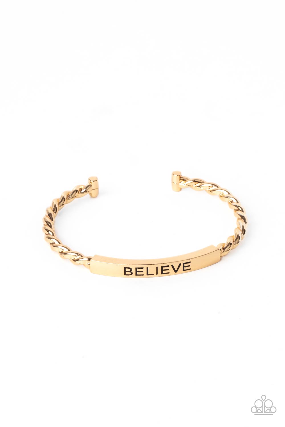 Paparazzi Accessories-Keep Calm and Believe Gold Inspiring Cuff Men's Bracelet