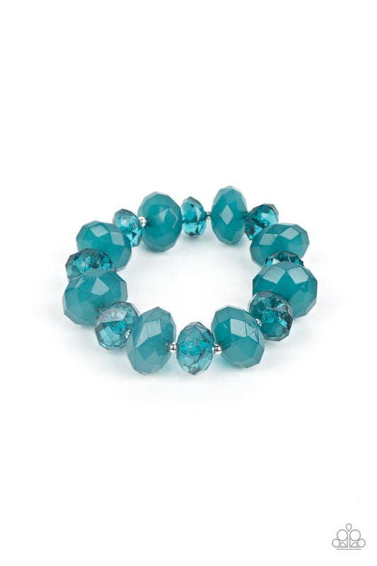 Paparazzi Accessories-Keep GLOWING Forward Blue Crystal Bead Bracelet