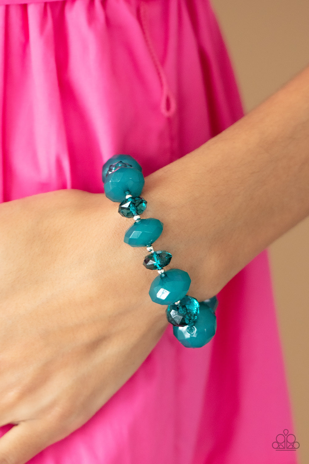 Paparazzi Accessories-Keep GLOWING Forward Blue Crystal Bead Bracelet