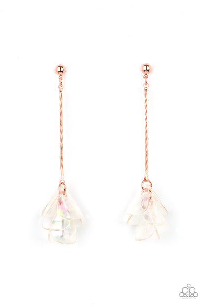 Paparazzi Accessories-Keep Them In Suspense Iridescent Copper Petal Earrings