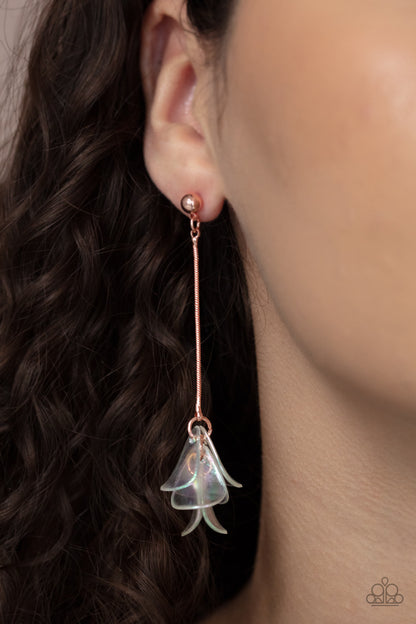 Paparazzi Accessories-Keep Them In Suspense Iridescent Copper Petal Earrings