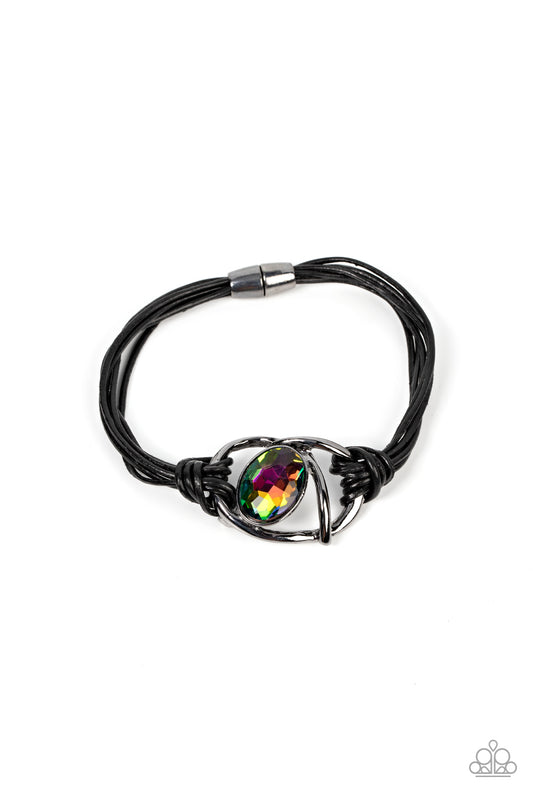 Paparazzi Accessories-Keep Your Distance Oil Spill Abstract Gem Bracelet