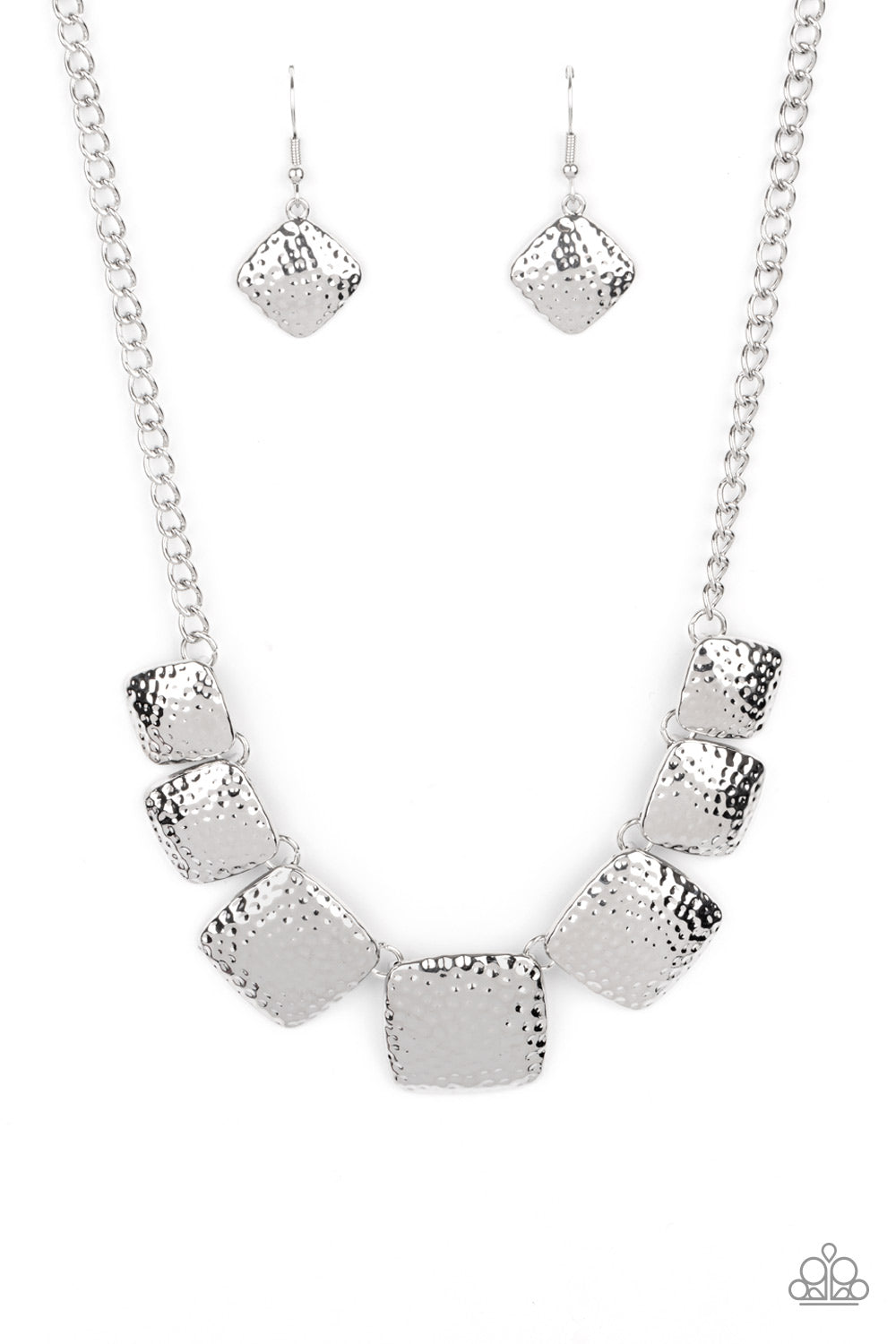 Paparazzi Accessories-Keeping IT RELIC Silver Square Artisan Necklace Set