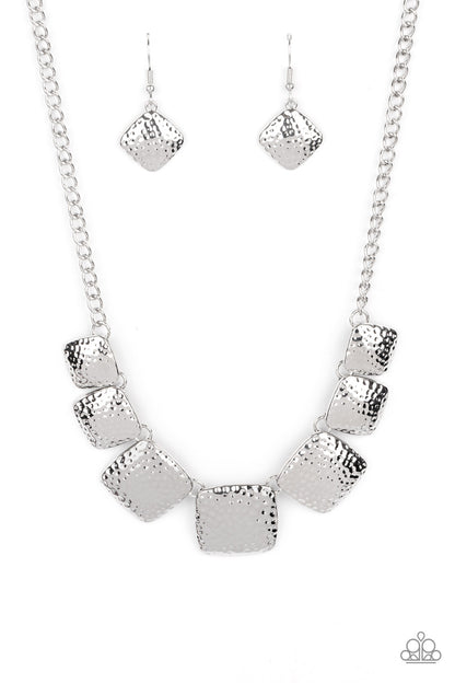 Paparazzi Accessories-Keeping IT RELIC Silver Square Artisan Necklace Set