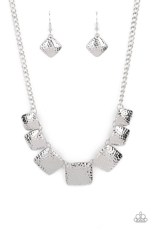 Paparazzi Accessories-Keeping IT RELIC Silver Square Artisan Necklace Set