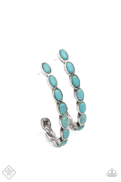 Paparazzi Accessories-Kick Up a SANDSTORM Turquoise Stone Fashion Fix Earrings