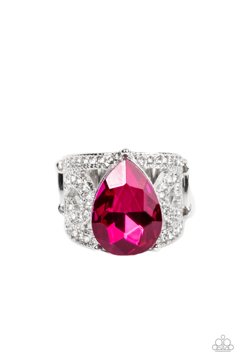 Paparazzi Accessories-Kinda a Big Deal Pink Filigree Teardrop Ring